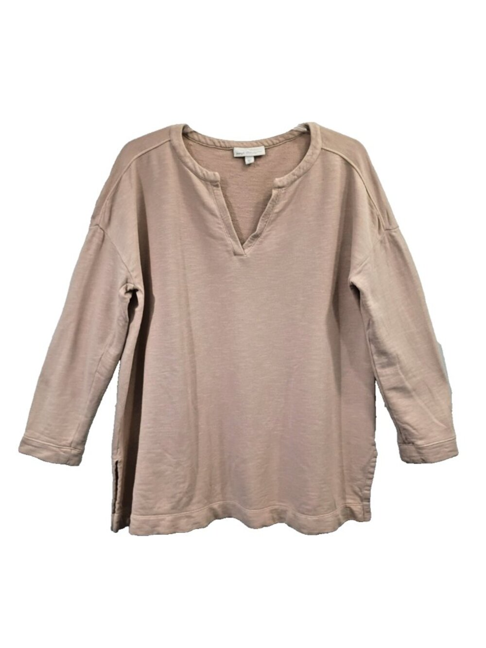 Pure Jill J. Jill Sweatshirt Organic Cotton Split Neck Raglan Blush Beige - XL